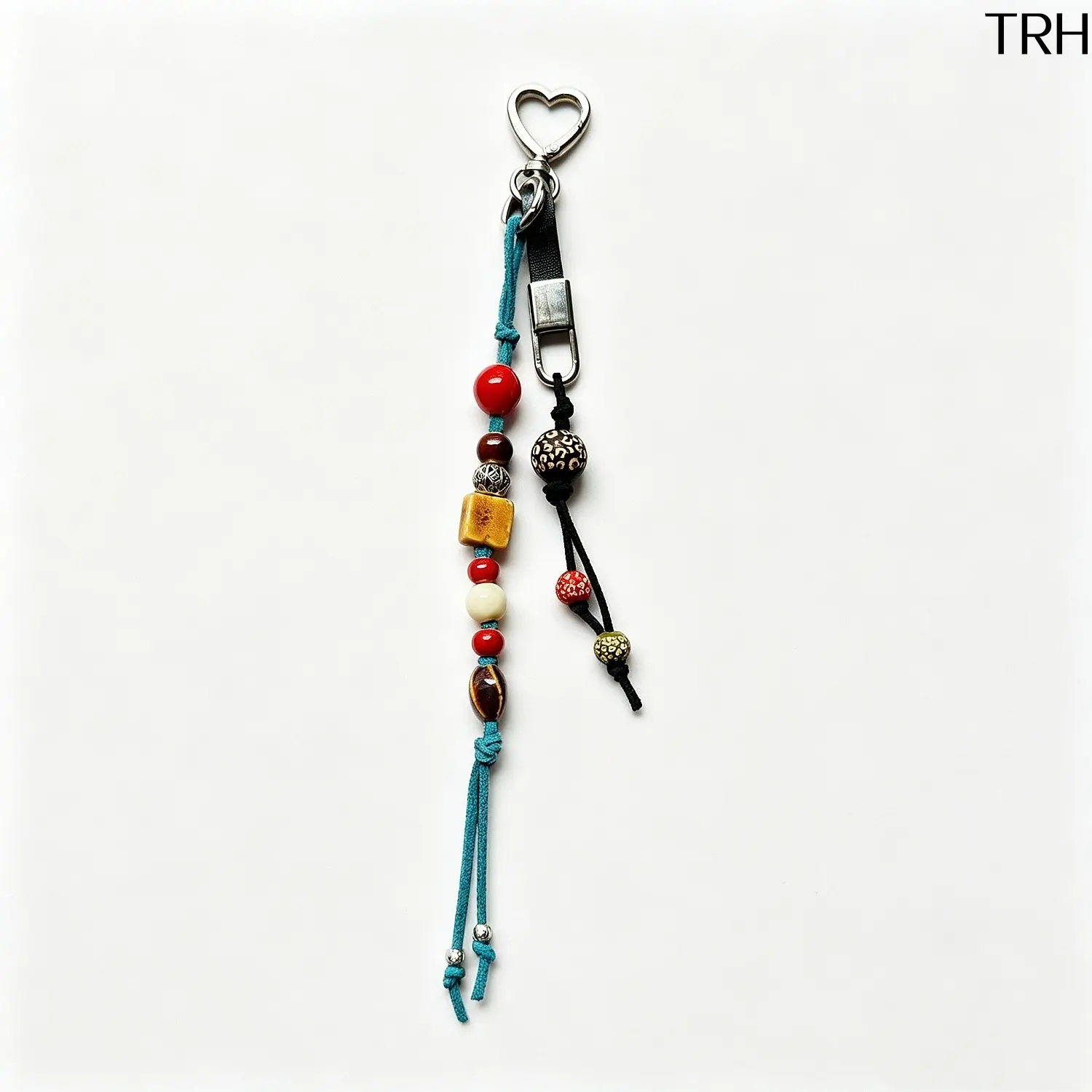 Handmade Braided Tassel Keychain, Vintage Mixed Bead Paracord Bag Charm with Heart Clasp, Bohemian Woven Pendant Lanyard, Aesthetic Decor Accessory for Handbags, Smartphones & Car Keys, Unique Boho Gift for Women Daily Matching