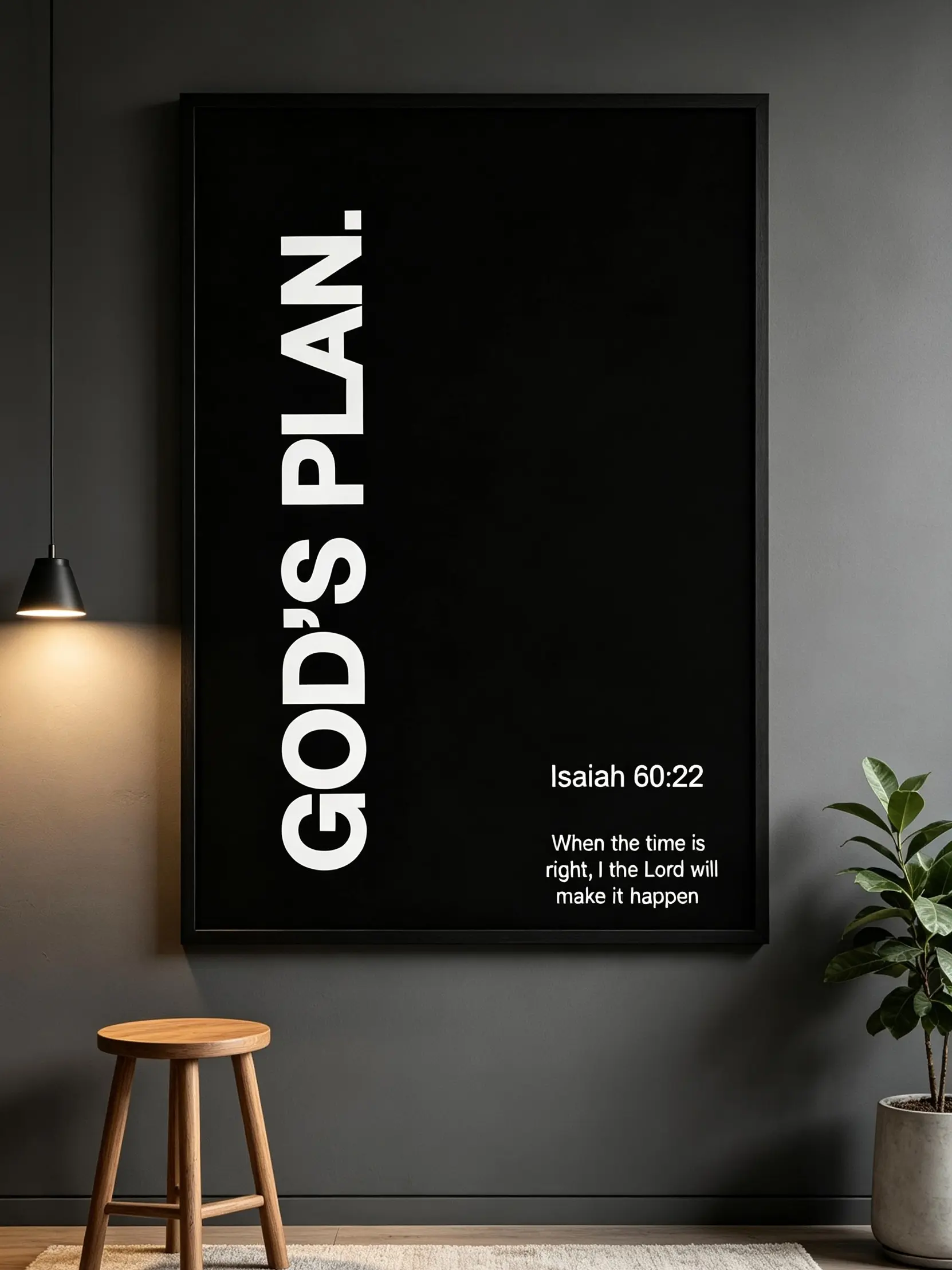 God's Plan Isaiah 60:22 Scripture Black White Canvas Wall Art - Framed Unframed Religious Print, Christian Inspirational Decor for Home Office Bedroom, Bible Verse Gift