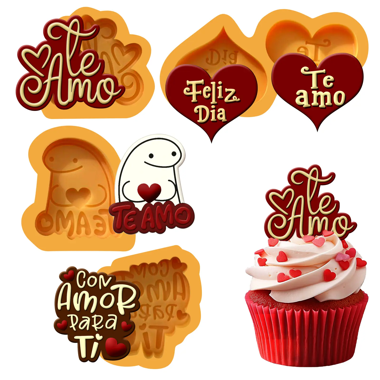4 piezas Te Amo Chocolate mold SET - SET8 4 piezas Te Amo Chocolate mold SET - SET8