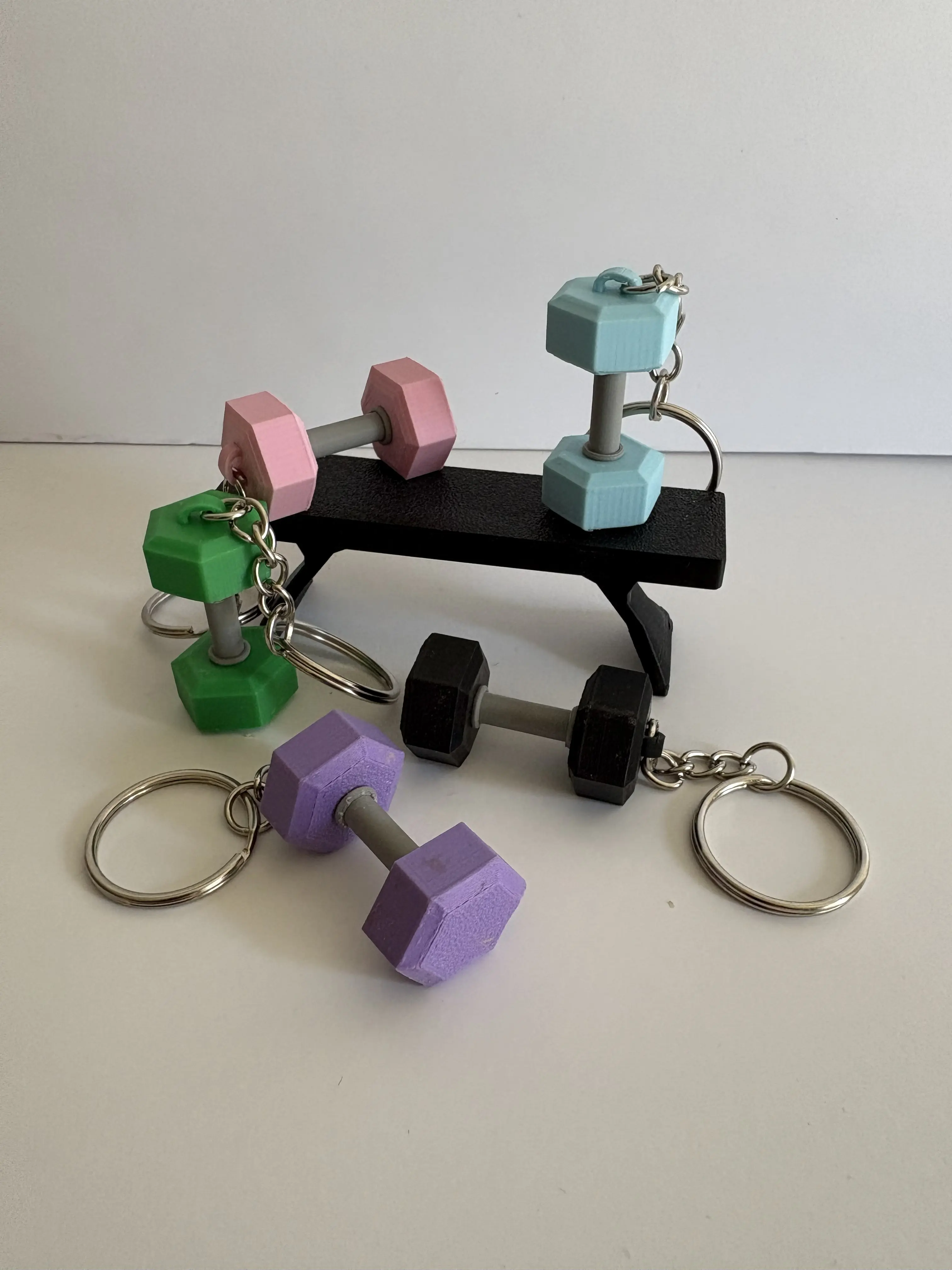 Miniature Dumbbell Keychain, Dumbbell Form Accessory, Small Size PLA Plastic Fashion Keychain for Daily Carry, Fitness Theme