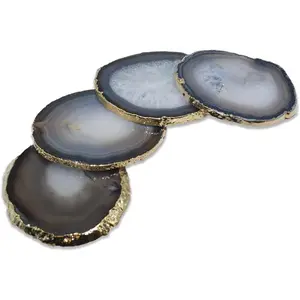 4 Gold Edge Geode Designer Candle Holder or Coaster