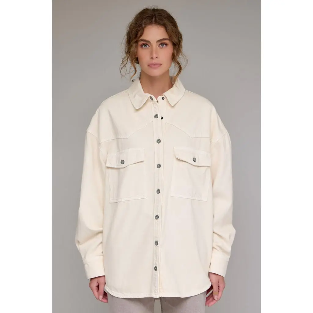 Hidden - Abbey Ecru Oversized Western Jacket