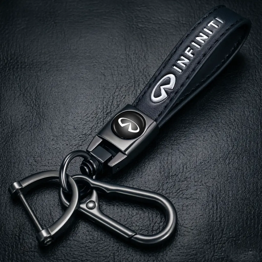 Luxury Genuine Leather metal Keychain - Premium Car Accessory Gift for Infiniti - Premium anti-loss Key ring FobHolder for Q50, Q60, Qx50, Qx60, QX70, Qx80 &All Infiniti Models |-FreeMetal Car Key Strap  Heavy-DutyGift for Men & Women charm