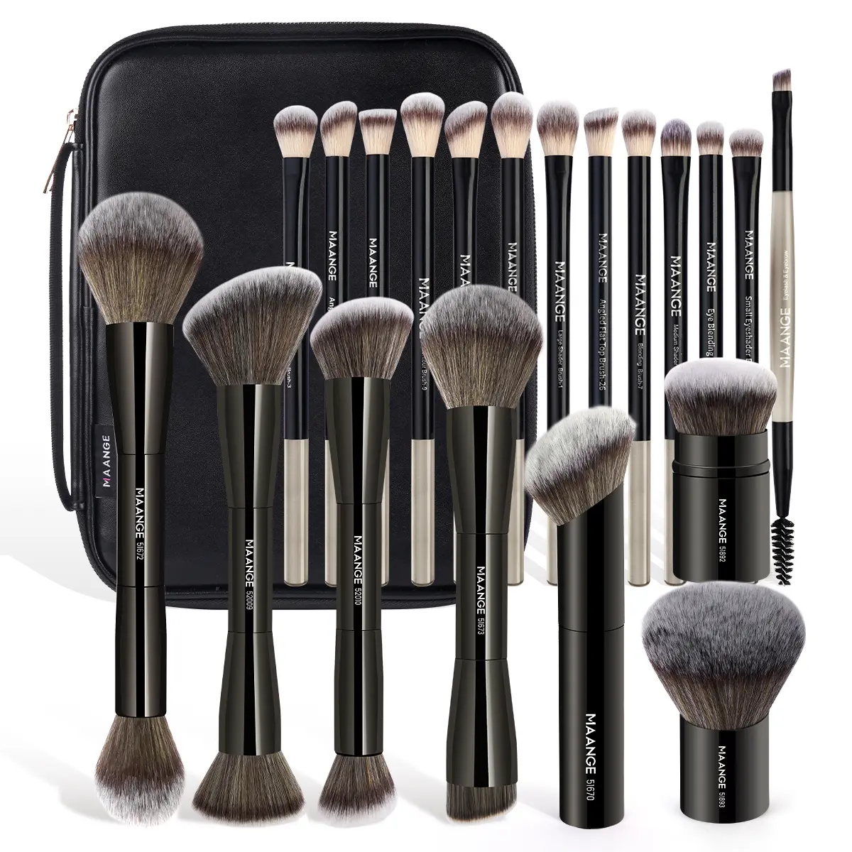 20 Counts Brushes + Storage Bag - Black