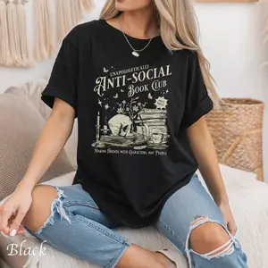 Unisex Heavy Cotton Tee - Unapologetically Anti-Social Book Club T-Shirt, Perfect for Book Lovers, Introverts, Gifts for Readers, Cozy Casual Comfort
