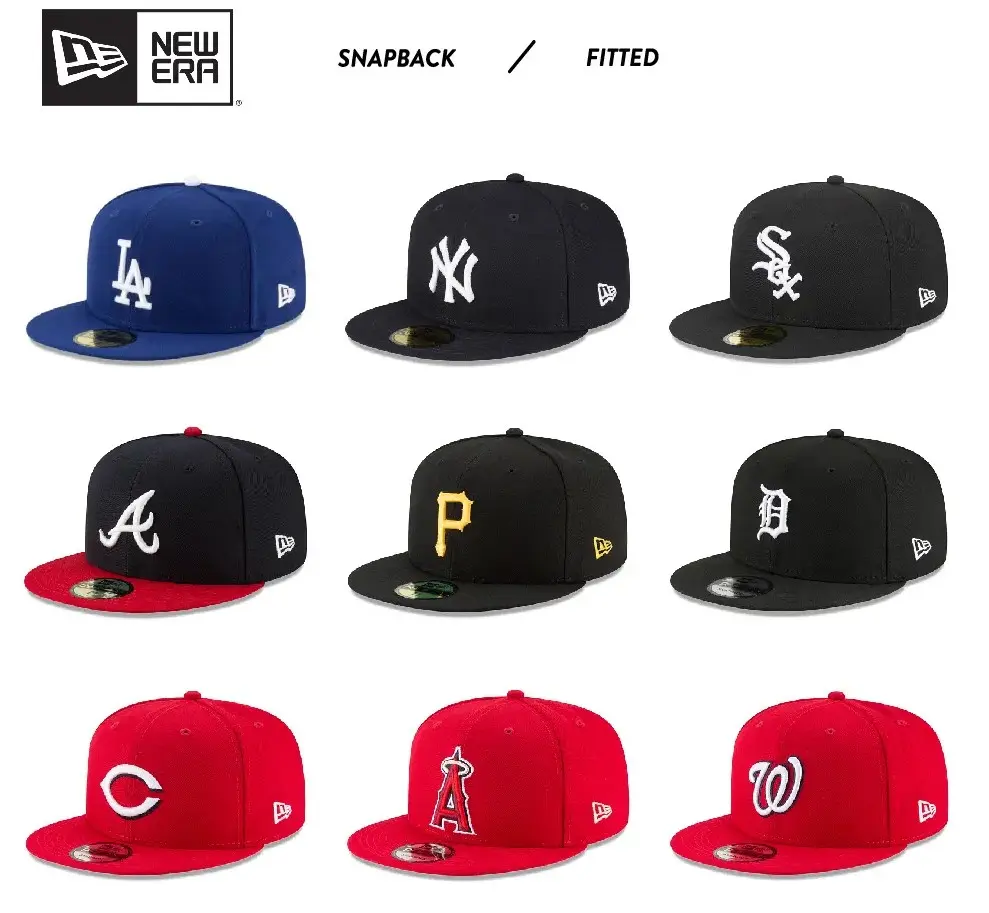 New Era New York Yankees Dodgers Atlanta Braves MLB Cap, 59FIFTY 9FIFTY Snapback Flat Brim Baseball Cap | Adjustable Classic Baseball Hat