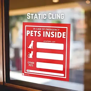 Save Our Pets Emergency Pet Alert Static Cling, No-Adhesive Window Decal with Gift Emergency Contact Card, Dog Emergency Preparedness Glass Stickers