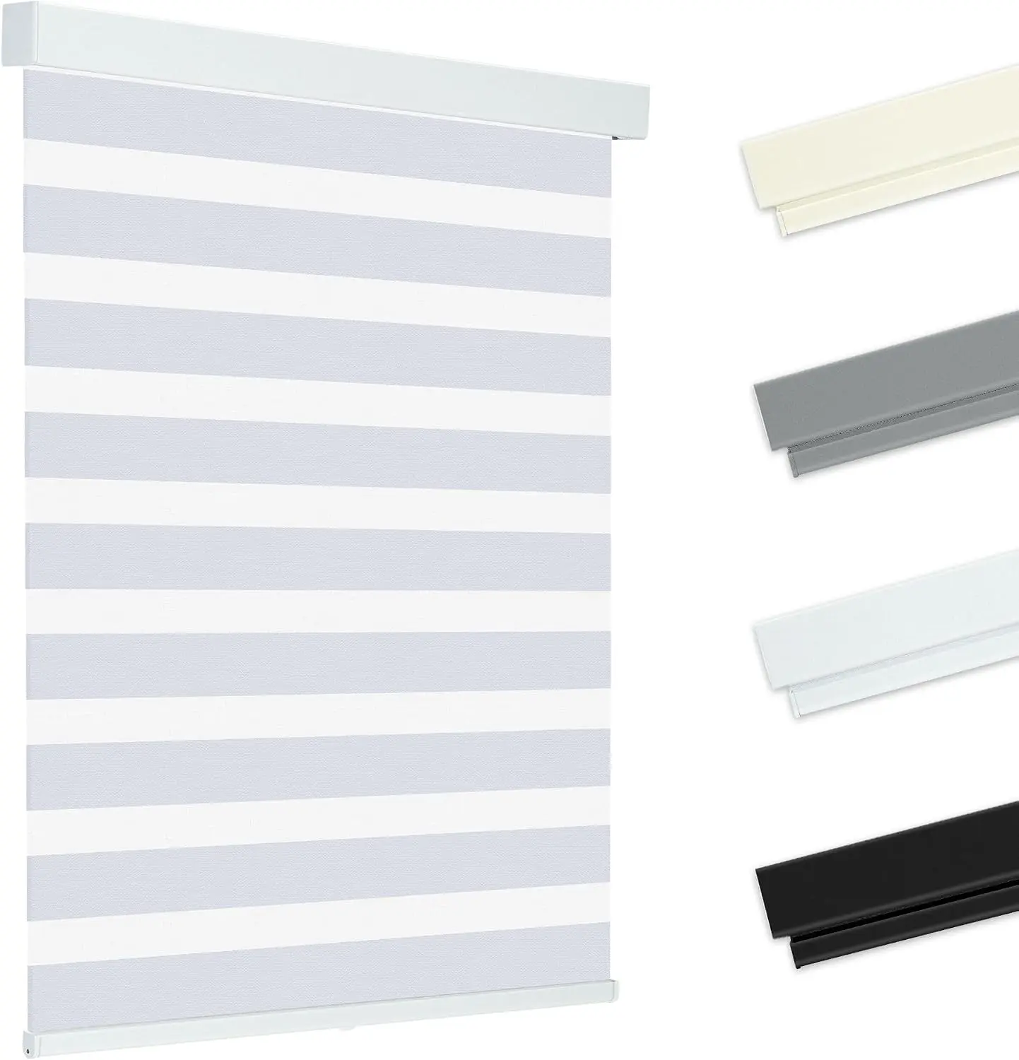 Cordless Zebra Blinds 27" W x 48" H White Dual Layer Day and Night Shades Room Darkening Blackout UV Protection Child & Pet Safe Easy Install Home Office Window Treatment