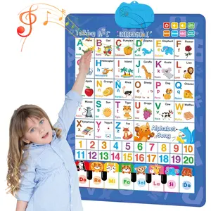 Bilingual Spanish & English Electronic Alphabet Wall Chart Talking ABC 123s Music Poster Kids Learning Toys for Toddlers 1-6 Interactive Educational Magnetic Letters Board