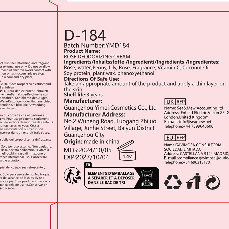 Rozino Natural Rose Deodorant 30g, Gentle Underarm Care, Smooth Cream Formula