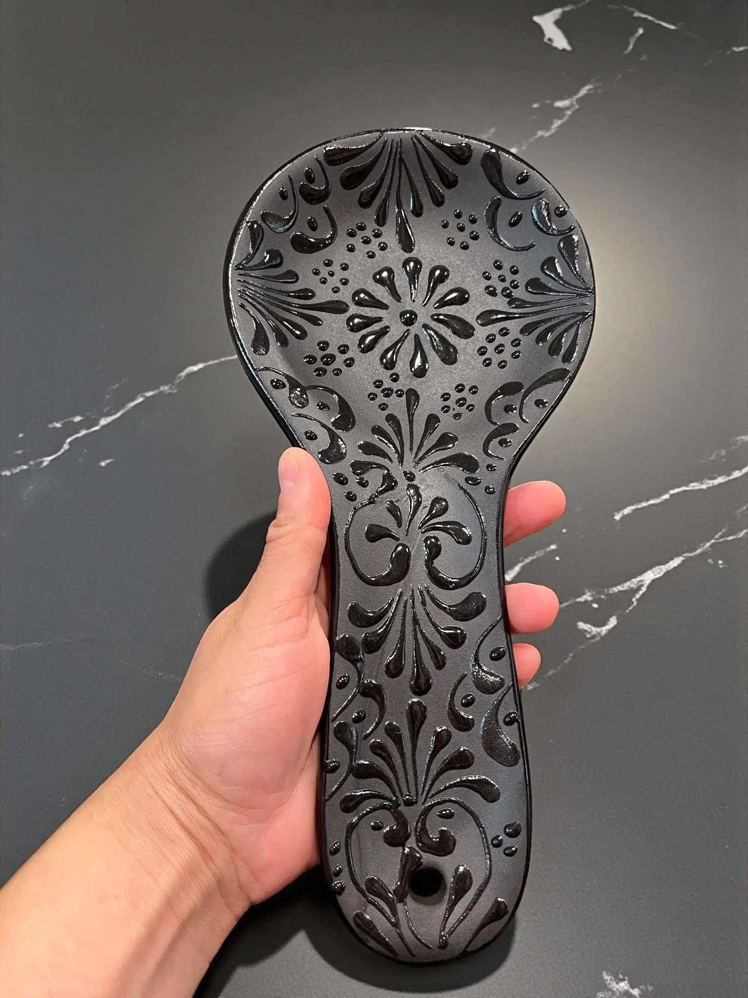 Handmade Vibrant Mexican Talavera Print Spoon Rest - Sturdy Hold Kitchen Tableware Accessory, Home Countertop Cutlery Rest, Ideal for Hostess Gifts, Wedding Presents