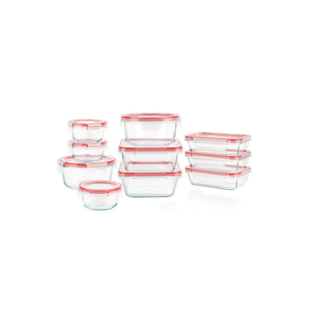 Pyrex 20pc Glass Freshlock Food Storage Set: Glass Containers with Lids Dishwasher & Microwave Safe Clear