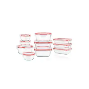 Pyrex 20pc Glass Freshlock Food Storage Set: Glass Containers with Lids, Dishwasher & Microwave Safe, Clear