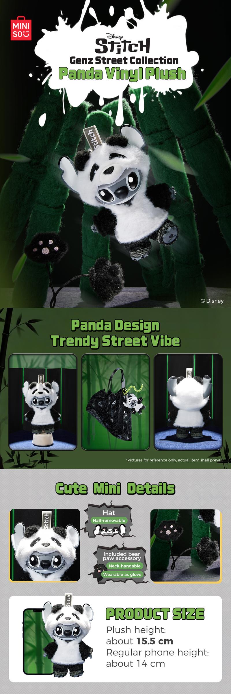 Disney Stitch Gen-Z Street Style Blind Box Panda Theme Pendant Hangable Accesories Detachable Decor for Bags Chic Style Vinyl & Plush Toy Cute Costume Special Gift for Girls& Boys Students Valentine Gift for Girlfriends