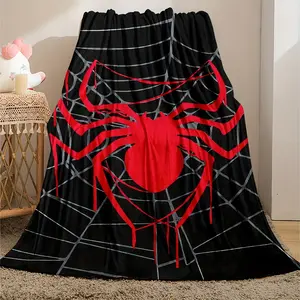 Super Soft Spider Print Flannel Blanket, Perfect for Naps, Office, School, and Travel, Durable Comfortable Gift Idea, 280g/m²,Novelty Blanket,Room Accessory,Soft Comfortable Warm Napping Throw