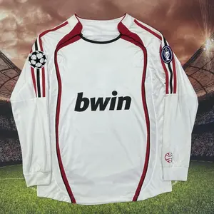 No.22 Kaka 2006-2009 Away Home Retro White No.80 Ronaldinho No.11 Ibrahimovic Long Sleeved Soccer Jerseys