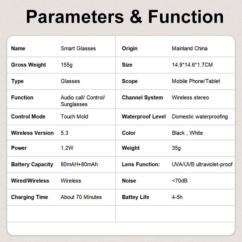 E13 Smart Glasses UV Protection Anti-Blue Light , Bluetooth Glasses Compatible for Men & Women , Black Multifunctional Wireless Sunglass , Wearable Digital Electronic Gadgets E13 Smart Glasses UV Protection Anti-Blue Light , Bluetooth Glasses Compatible for Men & Women , Black Multifunctional Wireless Sunglass , Wearable Digital Electronic Gadgets