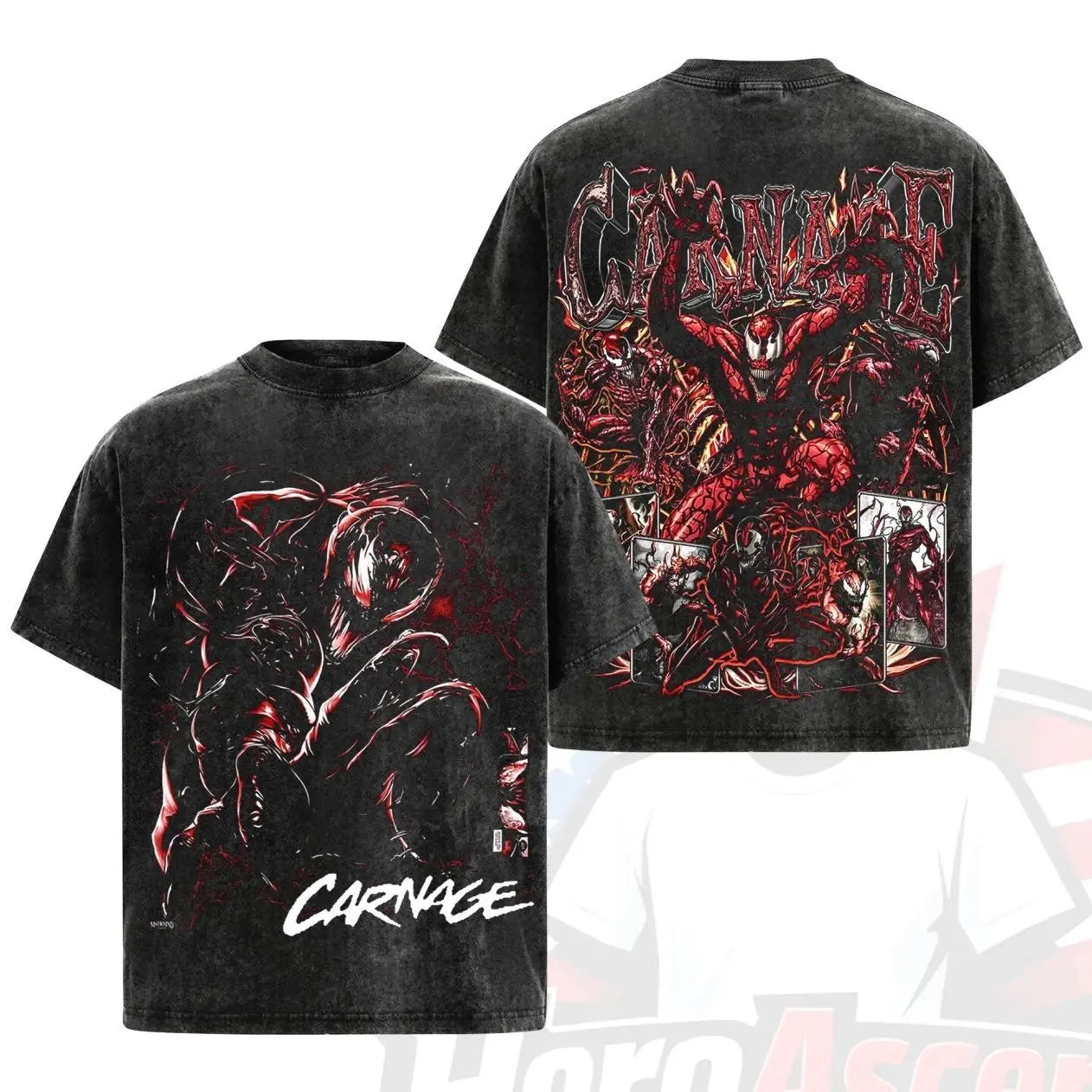 Carnage Premium Acid Washed T-Shirt V6, Red Symbiote Vintage Graphic Tee For Carnage Fans, Carnage Army Washed Streetwear Shirt, Image Comics Collector Fan T-Shirt, Dark Superhero Unisex Gift Graphic Tee. RYG
