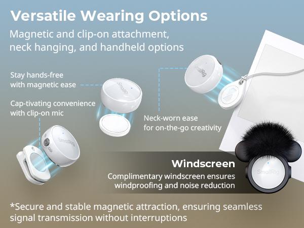 SmallRig S60 USB-C Wireless mini microphone Magnetic Clip Pro Kit for iPhone 17/16 Pro & Android,44H Studio Sound with Noise Cancelling,Compact,Lightweight Design Lavalier Microphone for Content Creation Charging Case Receiver Audio