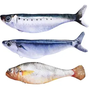 Pet Bitesized Realistic Flopping fish Cat Toys, 3 Pack, Interactive Cat toys for All Breeds, Tap-Activated 3 flapping Mode, Sardine/Saury/Yellow Croaker, 7.1 Inches, with Catnip, Rechargeable, flap mode