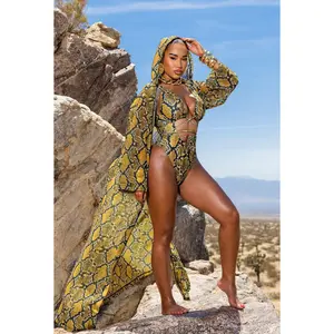 Gaia Hooded Cover Up - Yellow Python