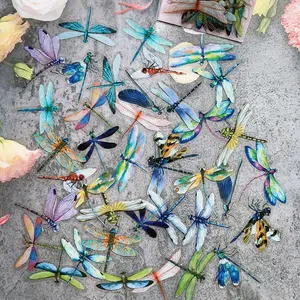 40pcs/set Dragonfly Pattern Sticker, Nature Themed Pattern Decorative Sticker, Diy Decals for Water Bottle, Laptop, Phone Case, Scrapbooking, Journal Making, Gift Wrapping