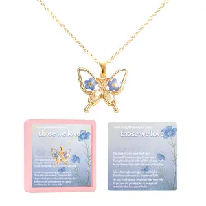 Sympathy Gifts for Loss of Loved One, Memorial Gifts Jewelry for Loss of Loved one, Forget Me Not Pressed Flower Necklace, Butterfly Memorial Gifts, In Memory of Loved One