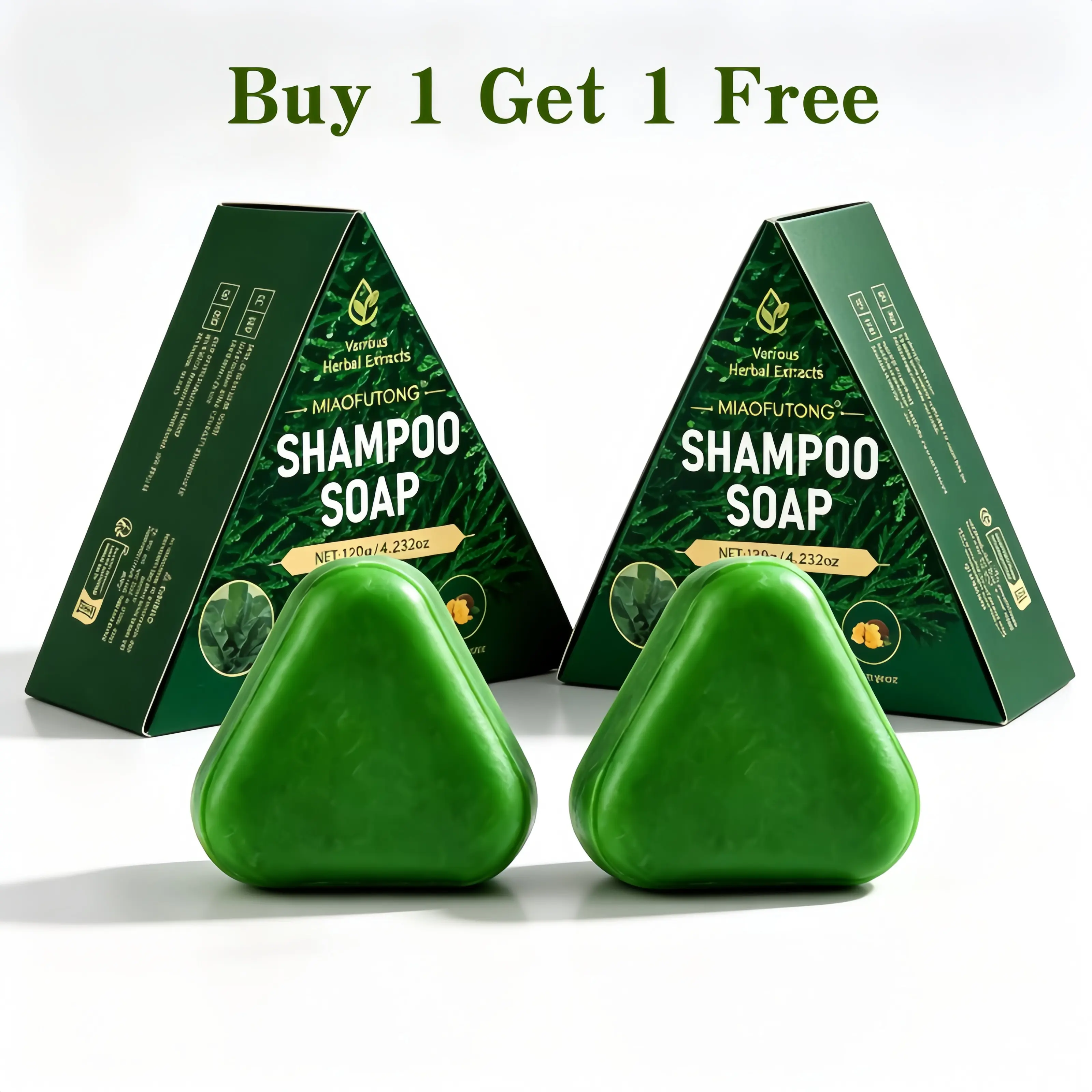 【Buy 1 Get 1 Free】 Korean Scalp Revival Bar, Nature  Green Soap Shampoo Bar Usma Grass & Cypress Leaf Infused, Strengthens Smooths Hair, Nourishes Scalp, Deep Cleansing, Oil Control, for All Hair Types