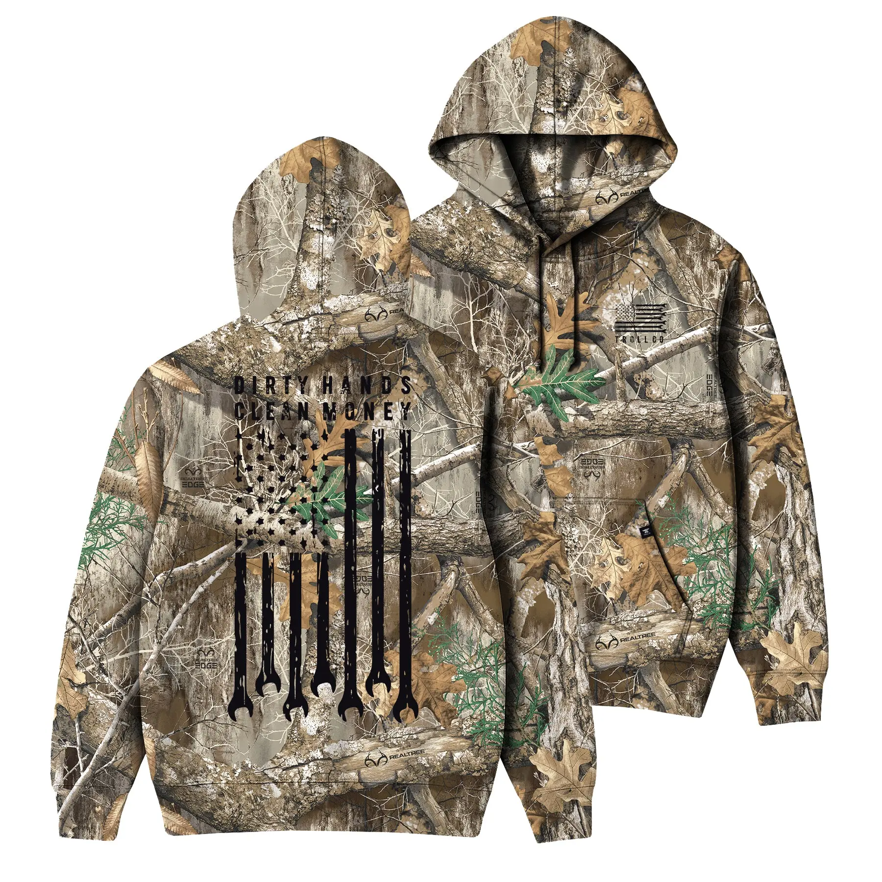 Men's DHCM Flagship RealTree Hoodie, Camo Hunting Pullover Hoodie, Outdoor Camouflage Sweatshirt for Men