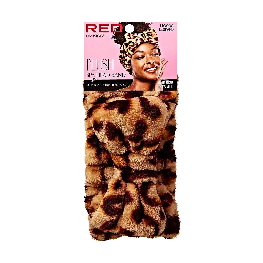 KISS - RED PLUSH SPA HEADBAND LEOPARD
