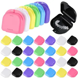 32 Pieces Retainer Case with Vent Holes Mouth Guard Container Dental Storage Container Multicolor Dental Retainer Box for Office Travel Household Classic Color