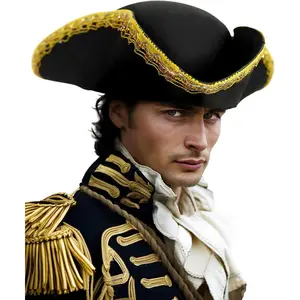 Authentic Pirate Hat for Adult Leather Tricorn Hat Halloween Colonial Costume Accessories