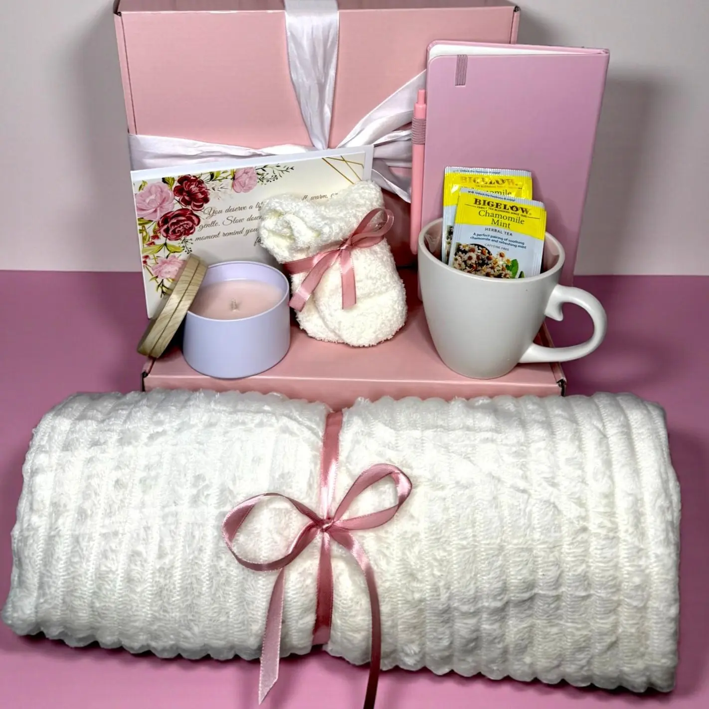 Cozy Spa Gift Box for Women – Self Care Gift, Stress Relief Aromatherapy Gift, Comfort Care Package, Get Well Soon & Christmas Spa Gifts