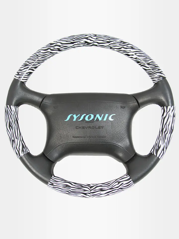 Sysonic USA Zebra Print 3 or 4 Spoke Universal Steering Wheel Cover