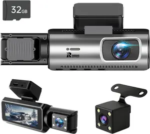 Dash Cam Front and Rear with GB Card, Dash Camera for Cars P Front and P Rear, Loop Recording, Night Vision, HDR, GSensor, Reversing lmage Assist