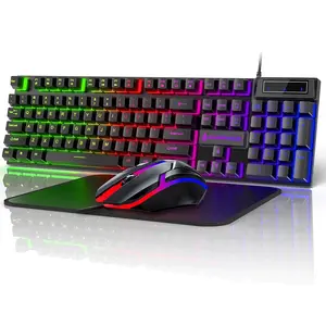 Wired Gaming Keyboard and Mouse Combo - RGB Backlit, Mechanical Feel, Anti-Ghosting, Black PC Gaming Accessory