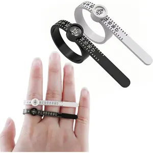 2 count Ring Sizer Measuring Tool,  Finger Size Ruler with Magnifying Glass, 1-17  Ring Measurer and Ring Sizer | Black for Men, White for Womem