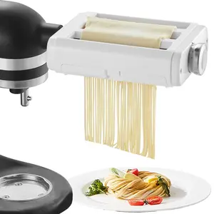 VEVOR Pasta Attachment for KitchenAid Stand Mixer, 3-IN-1 Stainless Steel Pasta Roller Cutter Set Including Pasta Sheet Roller, Spaghetti and Fettuccine Cutter, 8 Adjustable Thickness Knob Pasta Make