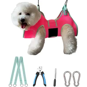 Dog Grooming Hammock, Small Dog Hammock for Nail Trim, Hanging Harness for Claw Care,Grooming Sling Holder Hanger with Thick Fabric Neck Support Wide Strap Restraint