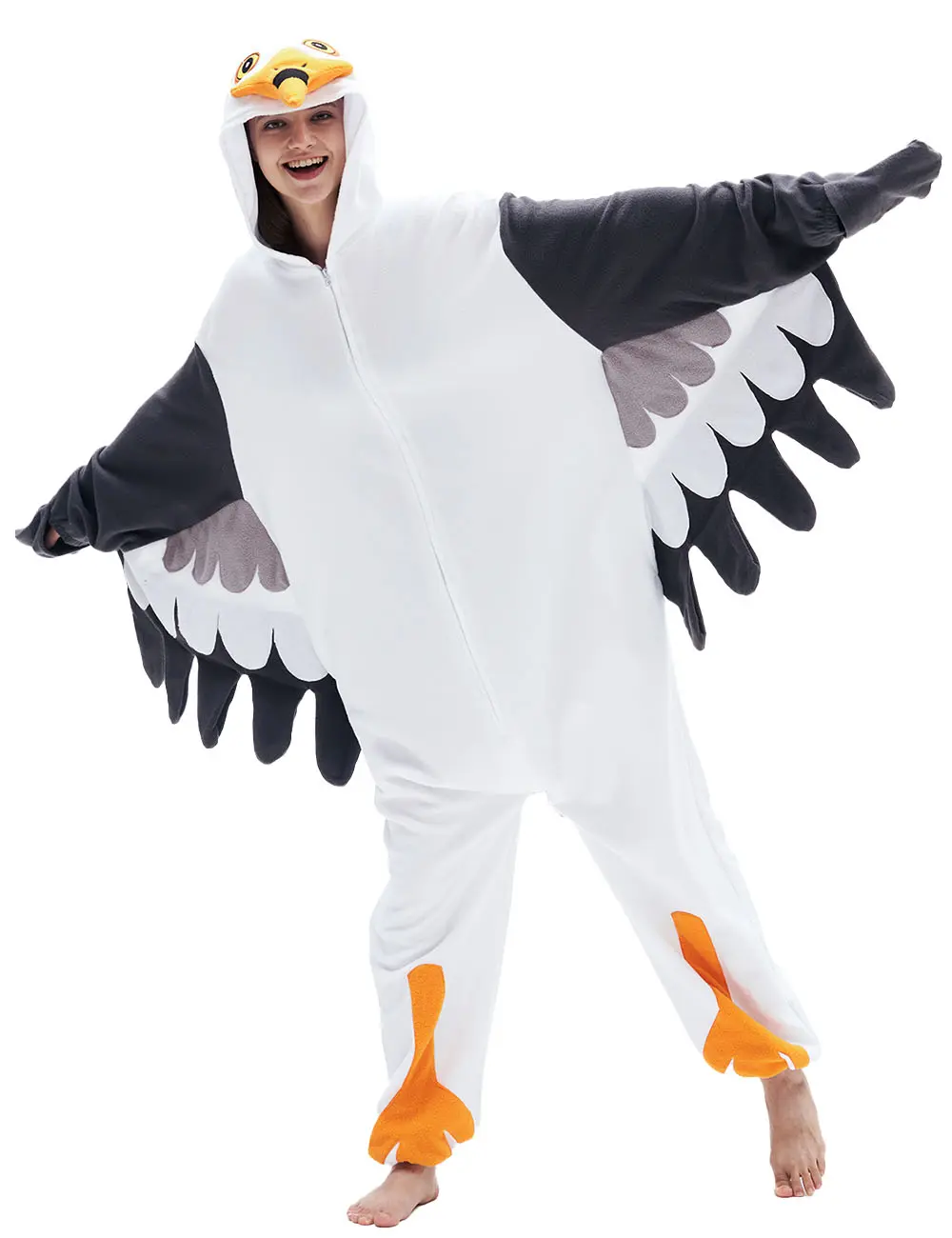 Seagull Costume Adult Bird Onesie Pajamas Animal Halloween Cosplay Homewear for Women and Men