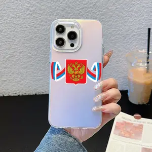 Russia Russian Flags Phone Case For iPhone 11 12 13 14 15 16 17Pro Max Air Plus Mini Light Luxury High-end Cases Transparent Laser Gradient Fashion Protective Case