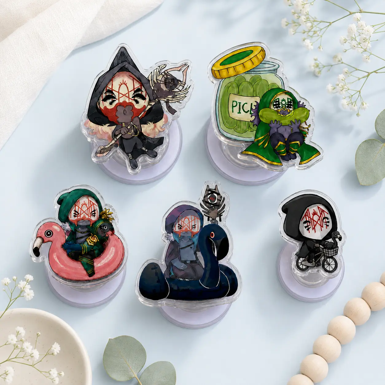 Aesthetic 2D Acrylic Spooky Ghost Phone Grip, Black Cat Pop Socket, Cute Gothic Phone Stand