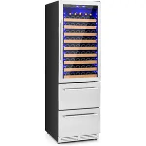 24 Inch Wine and Beverage Refrigerator, Dual Zone Beverage Cooler with Independent Temperature Control, 108 Bottles and 175 Cans, Built-In or Freestanding Wine Cellar