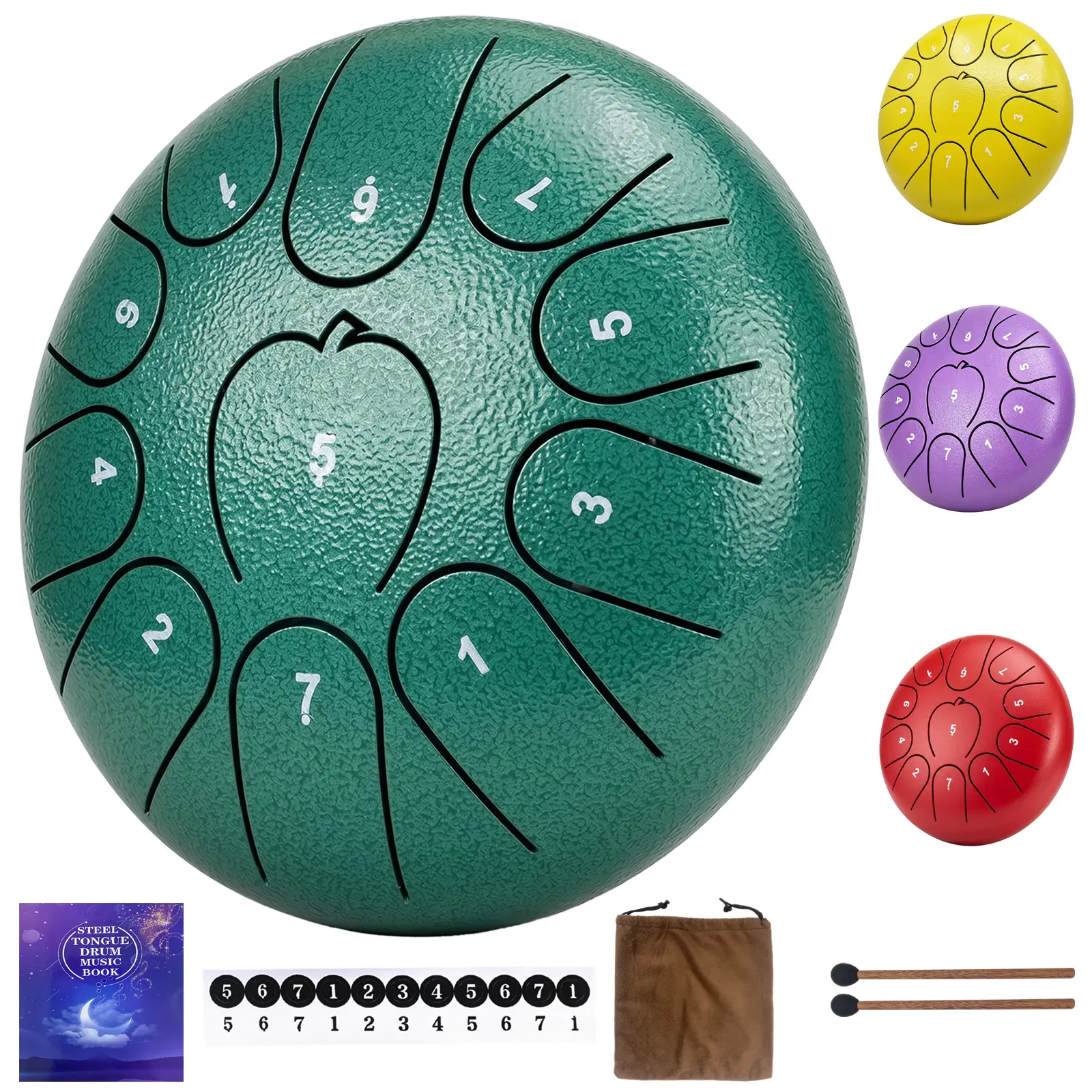 Rain Drum 6 Inch 11 note, Outdoor Garden Waterproof Percussion Instrument with Drawstring Bag, Sound Healing Meditation Rain Chime Decorative Object, Gift for Families Friends & Music Lovers.