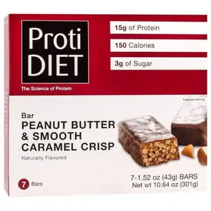 ProtiDiet - Protein Peanut Butter Smooth Caramel Crisp Bar - 7 Bars