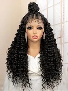 24 Inch Wave Lace Front Wig for Women, Natural Curly Synthetic Hairline, Pre-Plucked 13x6 Lace, Heat Resistant Fiber, Daily Wear, Synthetic Lace Wigs