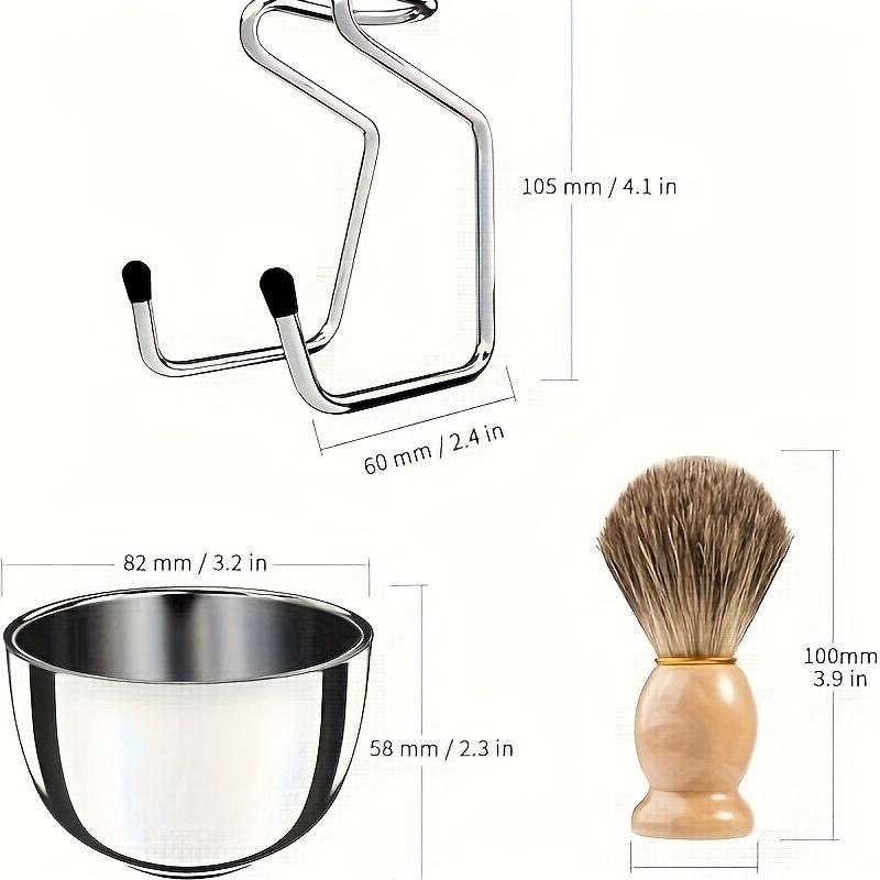 Men Shaving Brush Set, with Synthetic Badger Hair Wood Handle,Stainless Steel Stand and Bowl,Perfect for Men Traditional Wet Shave