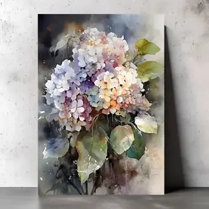 2D Flat [JIT] One Piece Hydrangea Print Watercolor Blue Purple Floral Print Botanical Print Hydrangea Painting Hydrangea Wall Canvas Wooden Frame Painting Gorgeous Commemorative Gift Best Gift for Family and Friends on Holidays Suitable for Restaurants Ca