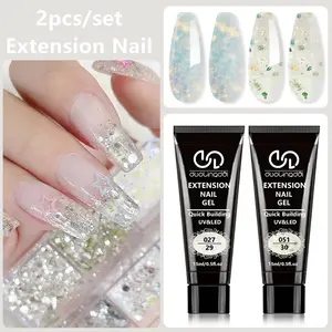 Dld 2-Piece Gel Nail Extension Kit, Long-Lasting Semi-Permanent Gel, Easy-To-Use Odorless High-Quality Nail Enhancer, DIY Manicure for Beginners
