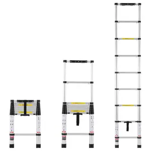 【Summervibes】VEVOR Telescoping Ladder,  8.5FT Aluminum Lightweight Extension Ladder, One-button Retraction Collapsible Ladder, 375 LBS Capacity with Non-slip Feet, Portable Compact Ladders for Home, RV, Loft